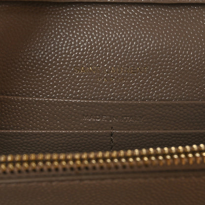 Saint Laurent Grain De Poudre Matelasse Chevron Monogram Chain Wallet Dark Beige 6 of 9
