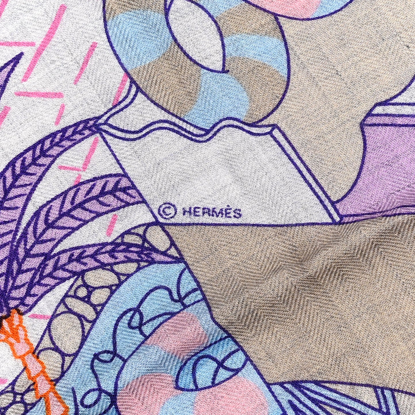 Cashmere Silk Splash Park Shawl 140 Gris Chine Bleu Jaune