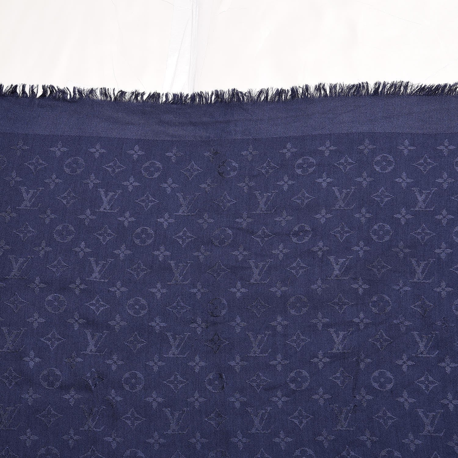 Louis Vuitton Silk Wool Monogram Shawl Night Blue 5 of 7