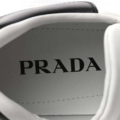 Prada Vitello Soft Rubber Triangle Logo Mens Low Top 40mm Sneakers 9.5 White Black 8 of 9