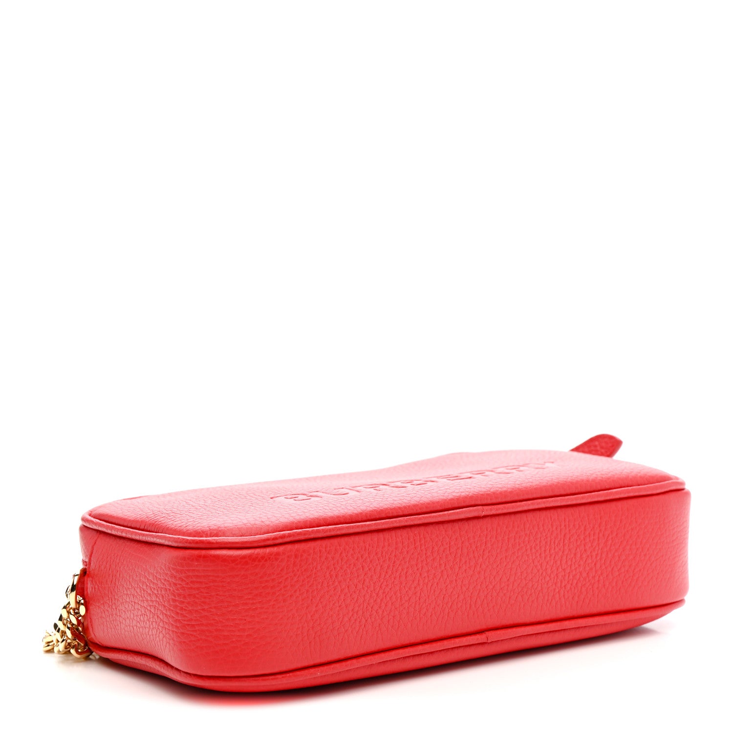 Burberry Calfskin Monogram Embossed Elongated Camera Bag Red 4 of 11