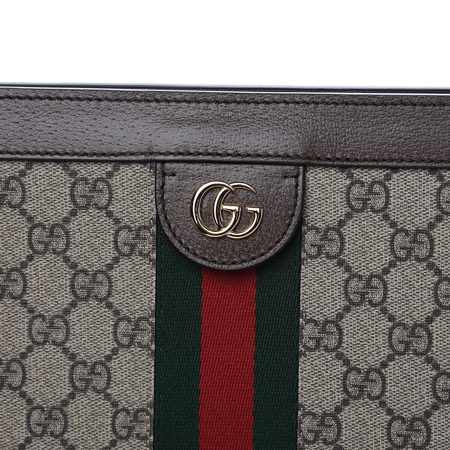 GG Supreme Monogram Web Medium Ophidia Chain Shoulder Bag Brown