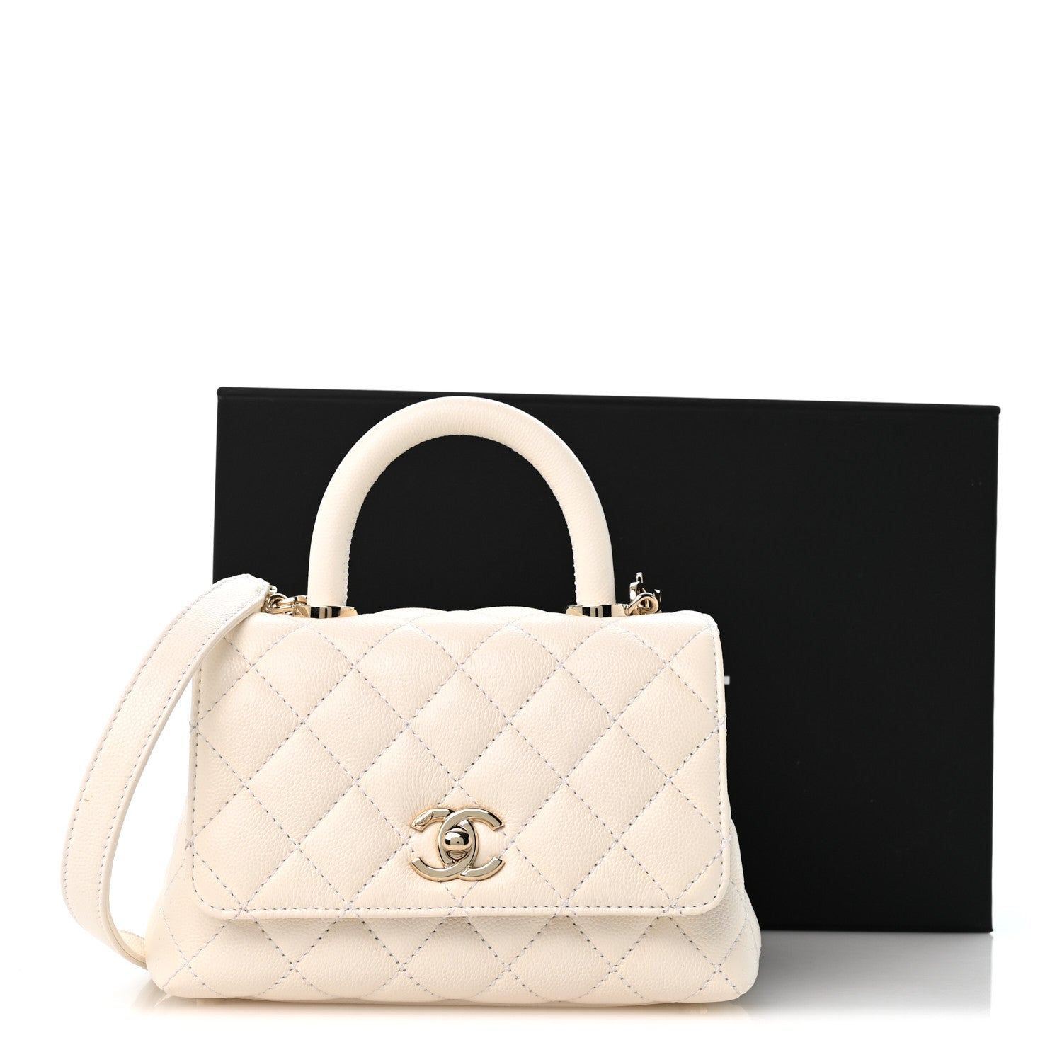 Chanel Caviar Quilted Extra Mini Coco Handle Flap White 12 of 12