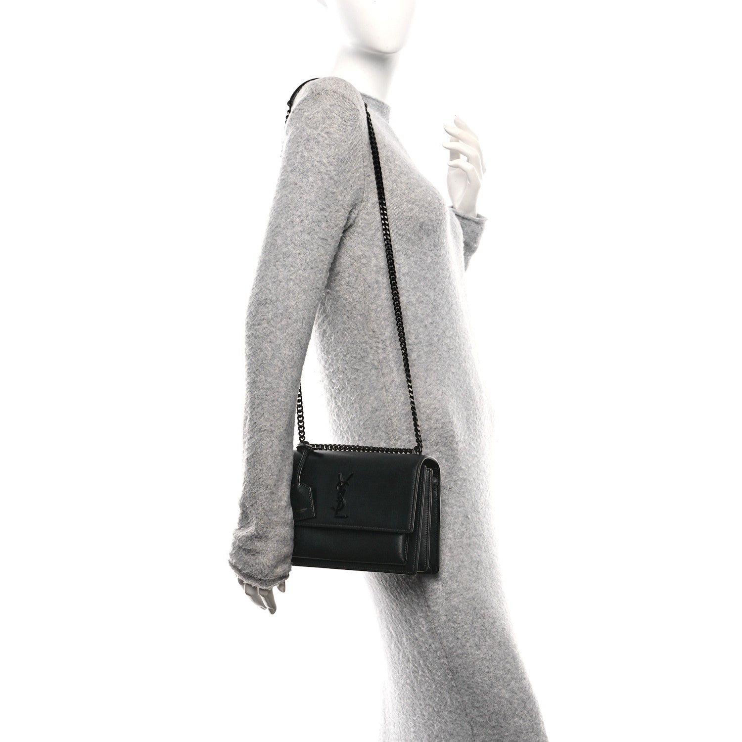 Saint Laurent Calfskin Medium Monogram Monochrome Sunset Black 2 of 11