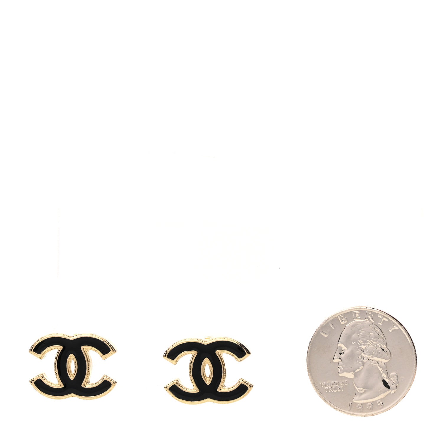 Chanel Metal Enamel CC Earrings Black Gold 2 of 4