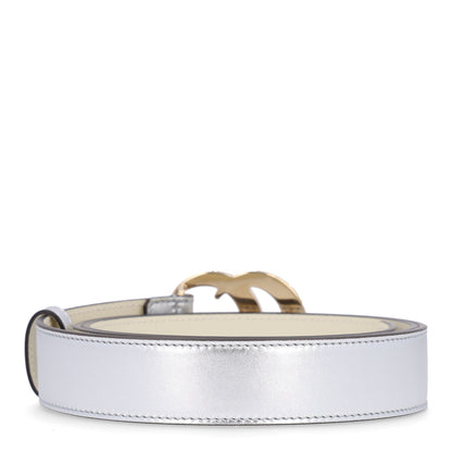 Gucci Metallic Calfskin Mirror Interlocking G 30mm Belt 100 40 Silver 2 of 6