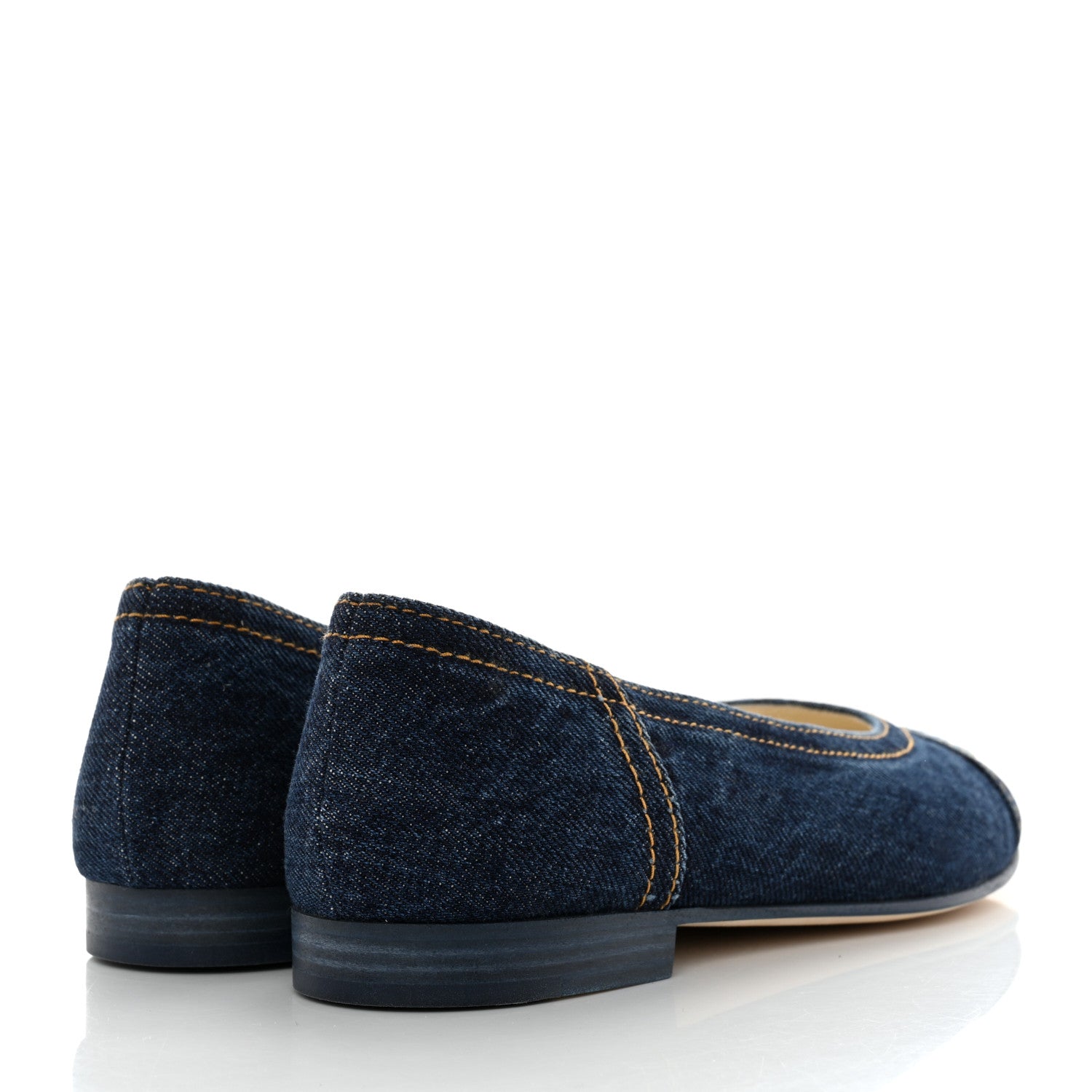 Chanel Denim CC Cap Toe Ballerina Flats 37 Navy Blue 4 of 9
