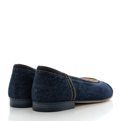 Chanel Denim CC Cap Toe Ballerina Flats 37 Navy Blue 4 of 9