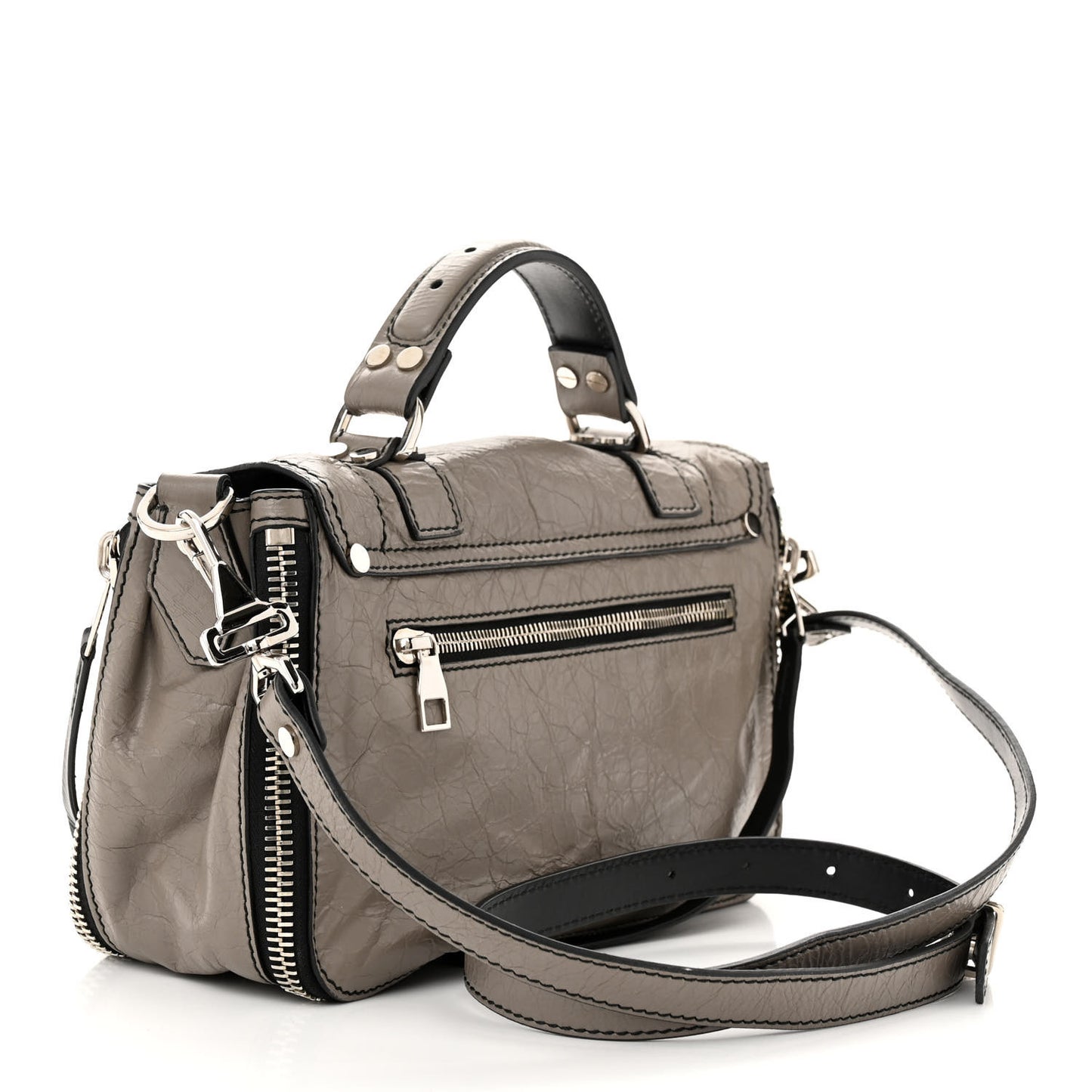 Paper Lambskin Tiny PS1 Plus Zip Satchel Dark Taupe