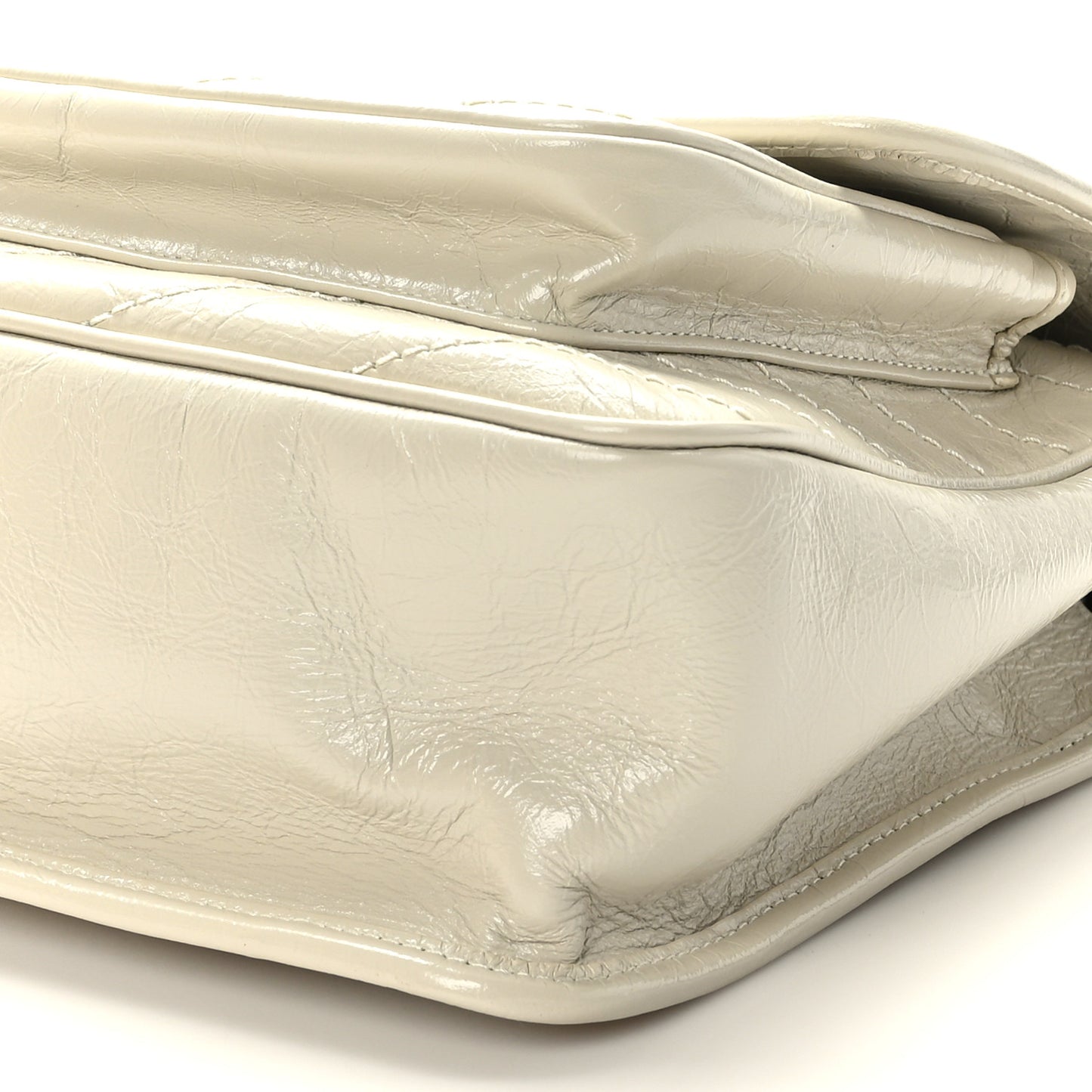 Crinkled Calfskin Matelasse Monogram Medium Niki Chain Satchel Blanc Vintage