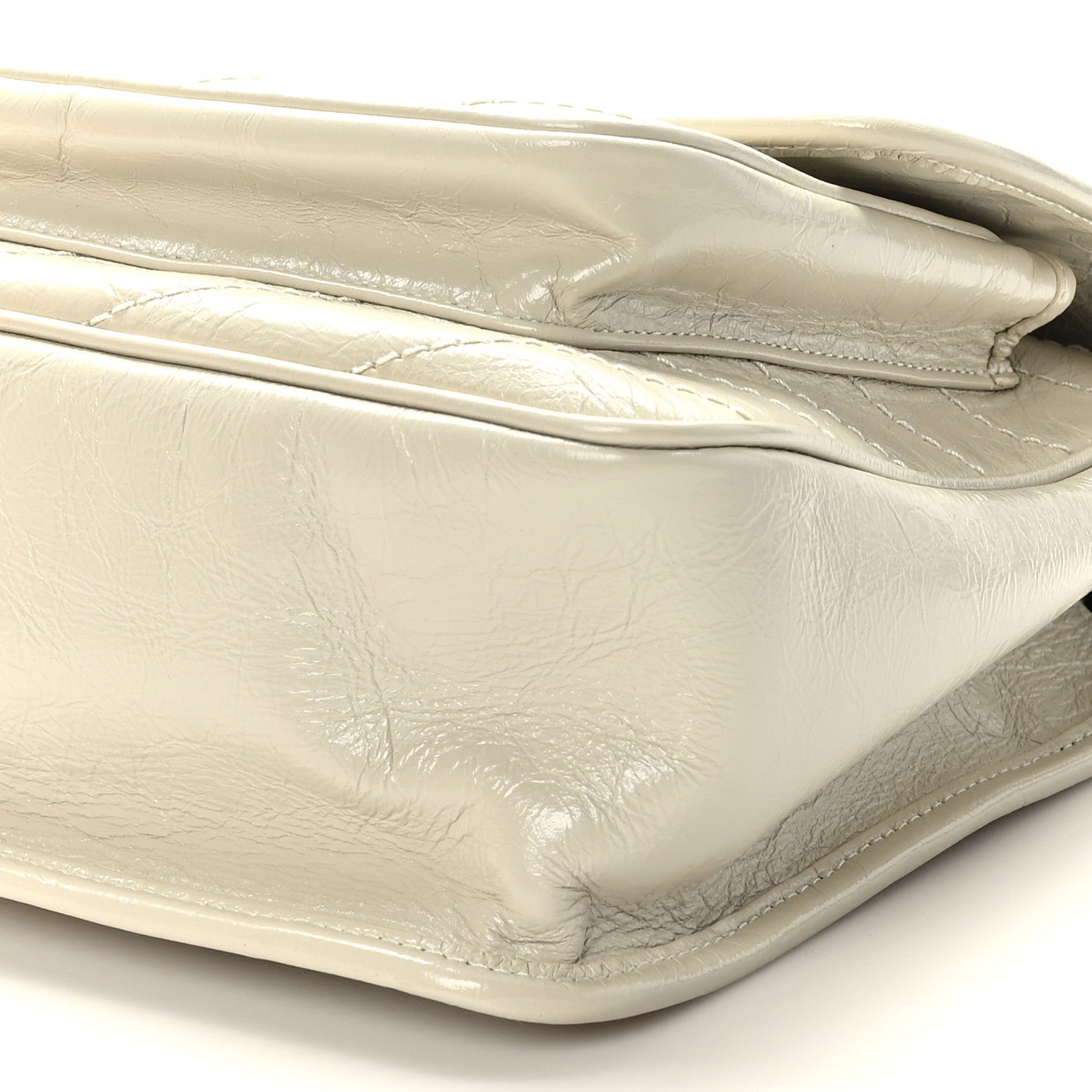 Saint Laurent Crinkled Calfskin Matelasse Monogram Medium Niki Chain Satchel Blanc Vintage 9 of 9