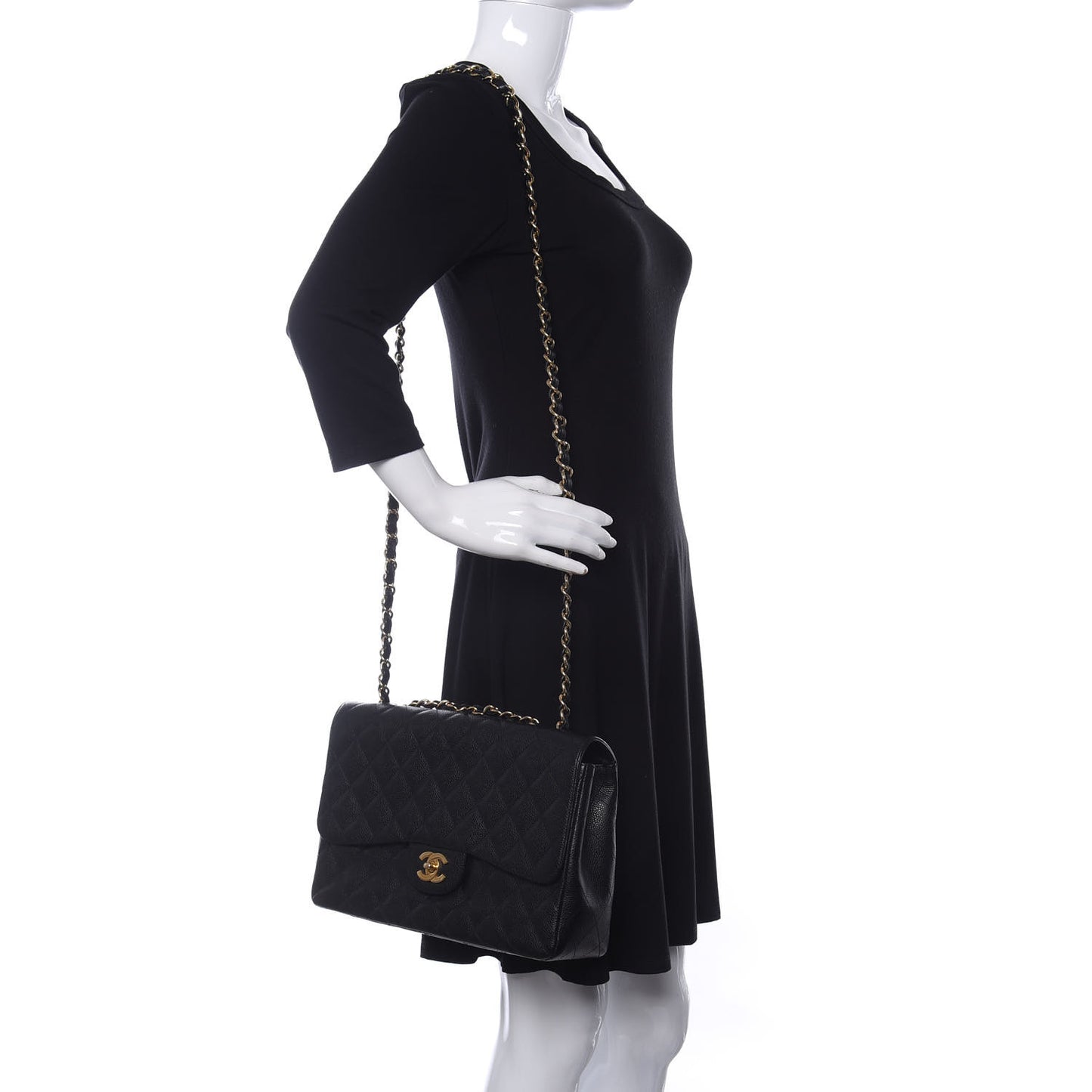 Caviar Quilted Jumbo Single Flap Black
