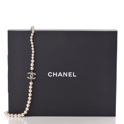 Chanel Pearl Crystal Long CC Necklace Gold Black 7 of 7