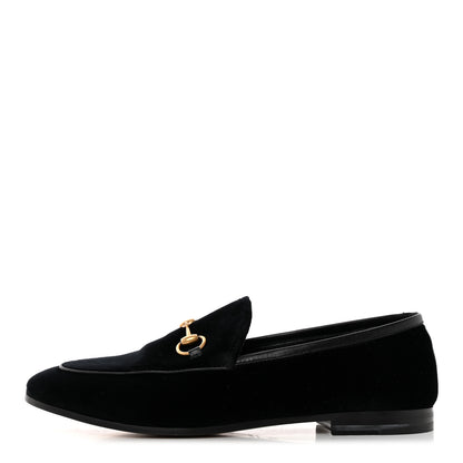 Gucci Velvet Horsebit Womens Jordaan Loafers 37 Black 1 of 14
