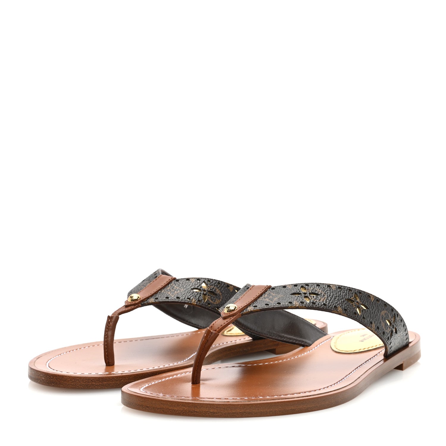 Louis Vuitton Monogram Sunny Flat Thong Sandals 37 Brown 3 of 7