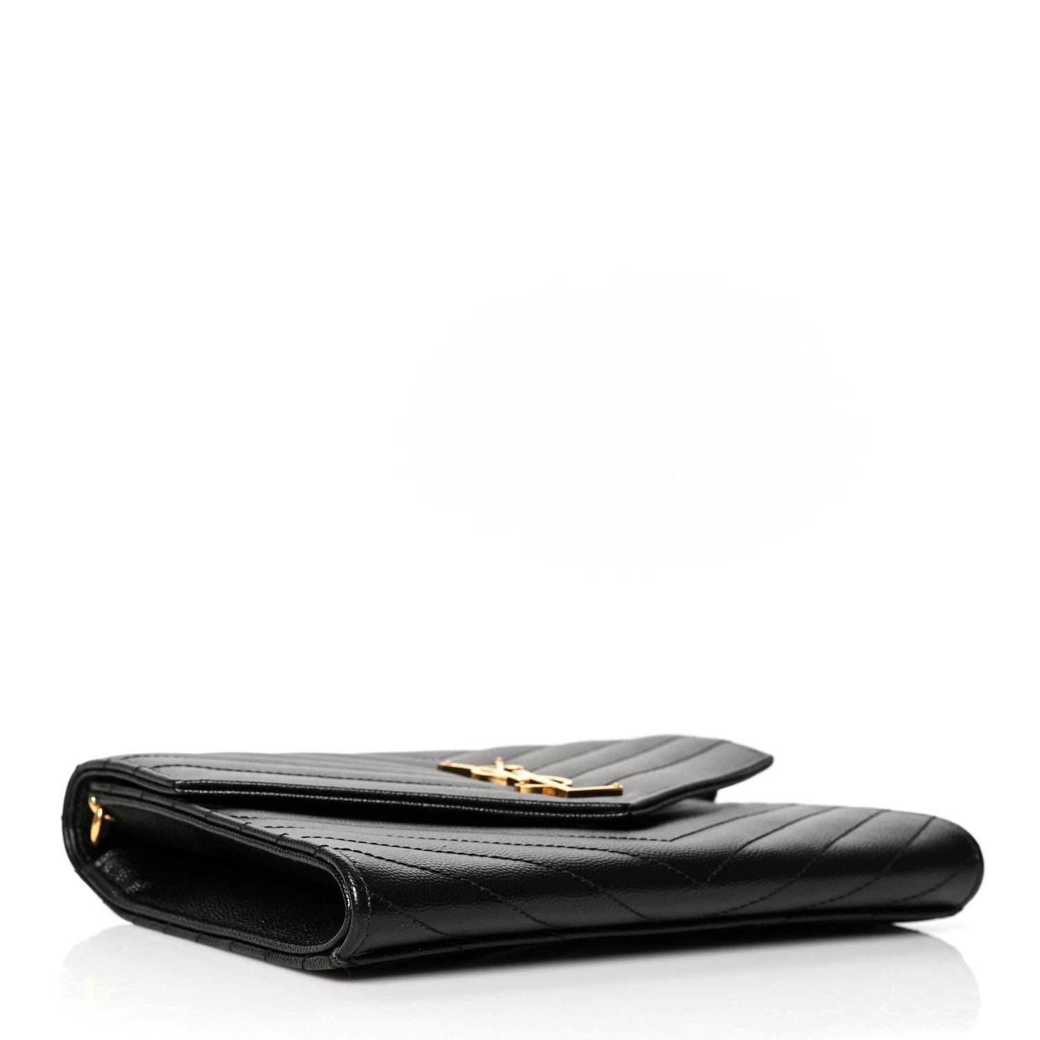 Saint Laurent Grain De Poudre Matelasse Chevron Monogram Envelope Clutch Black 5 of 11