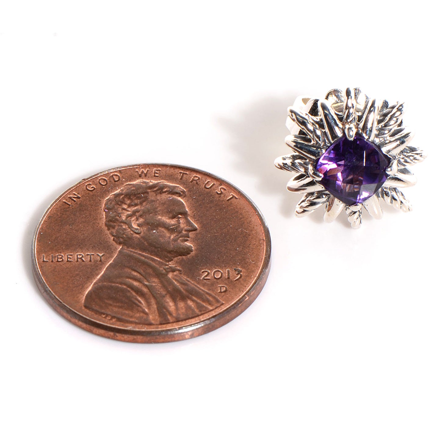 Sterling Silver Amethyst 5mm Starburst Stud Earrings