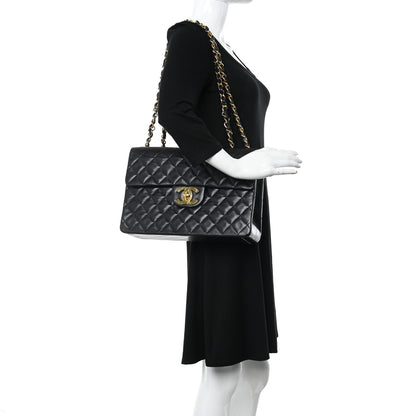Chanel Lambskin Quilted XL Jumbo Single Flap Black 2 of 11
