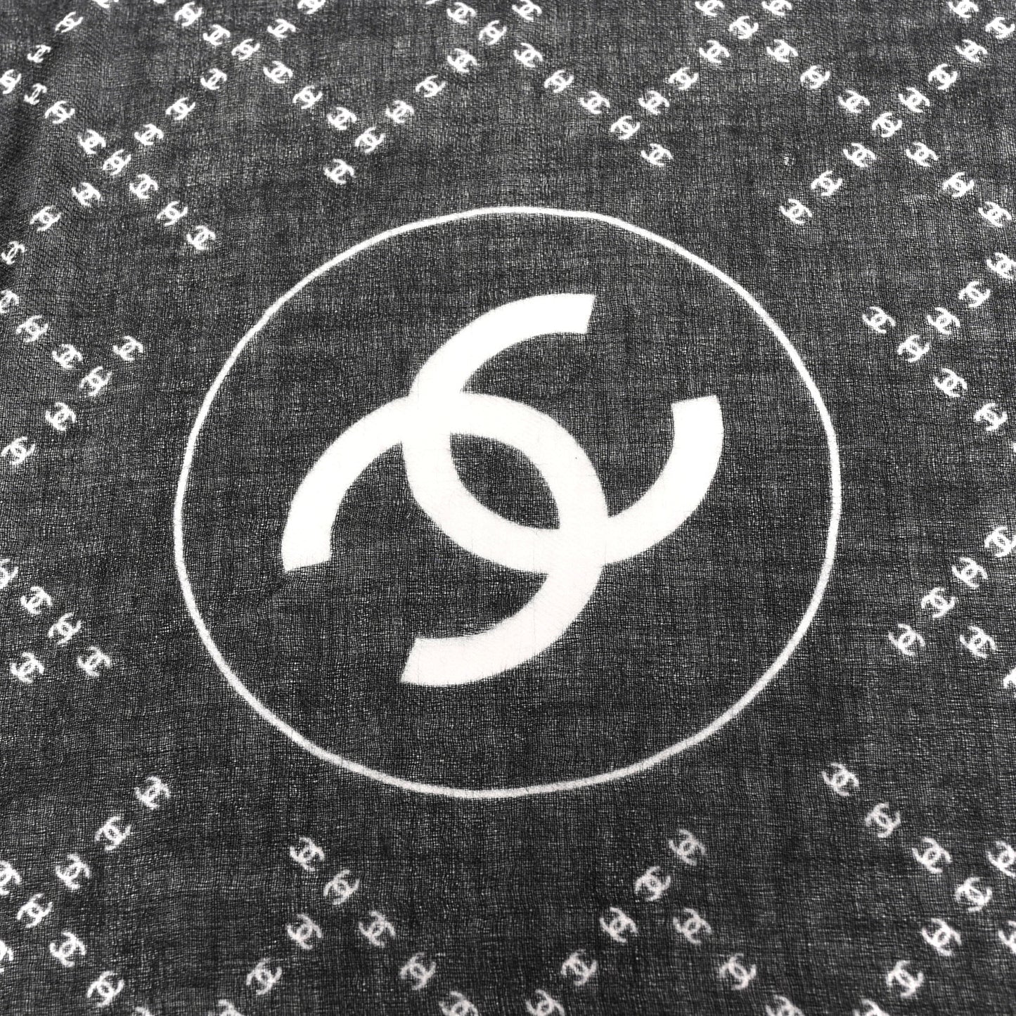 Cashmere Quilted CC Logo Scarf Black