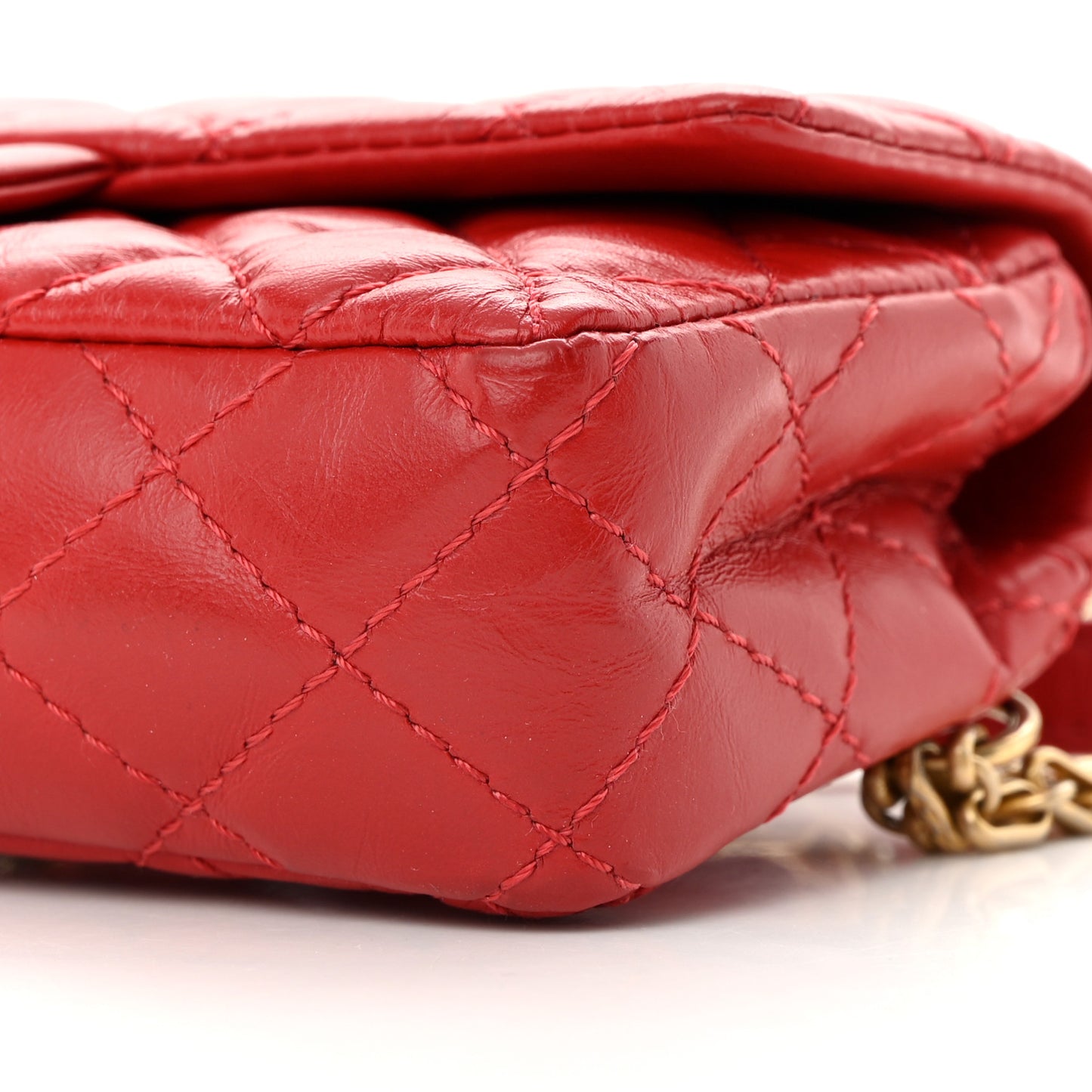 Aged Calfskin Quilted 2.55 Reissue Flap Belt Bag Red