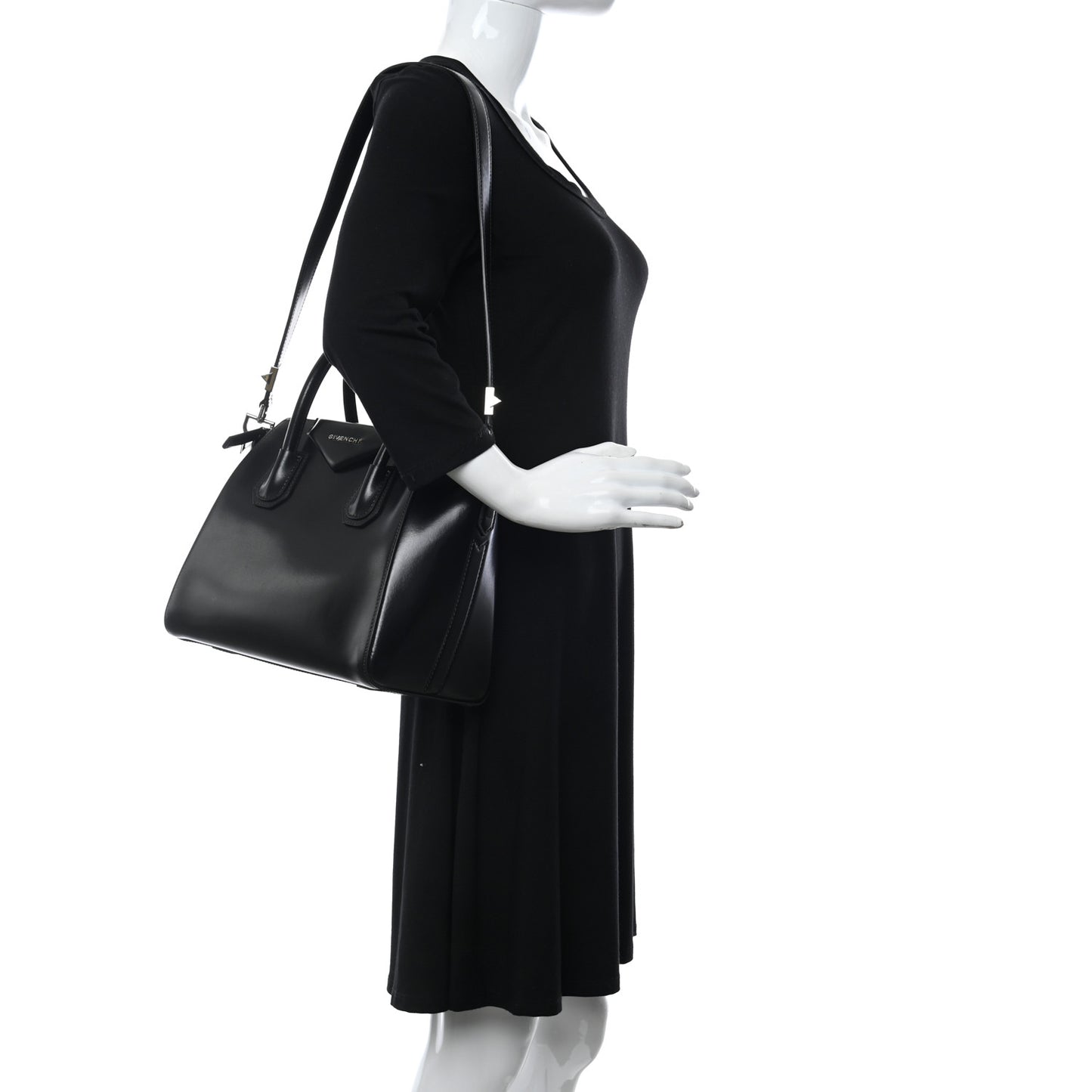 Shiny Lord Calfskin Small Antigona Black