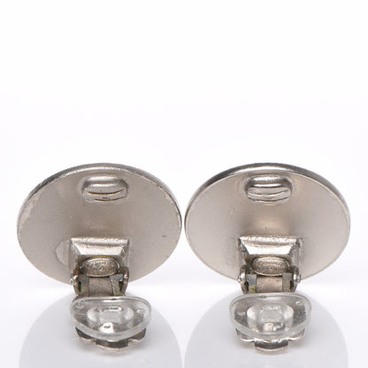 Chanel Metal Round CC Clip On Earrings Silver 3 of 4