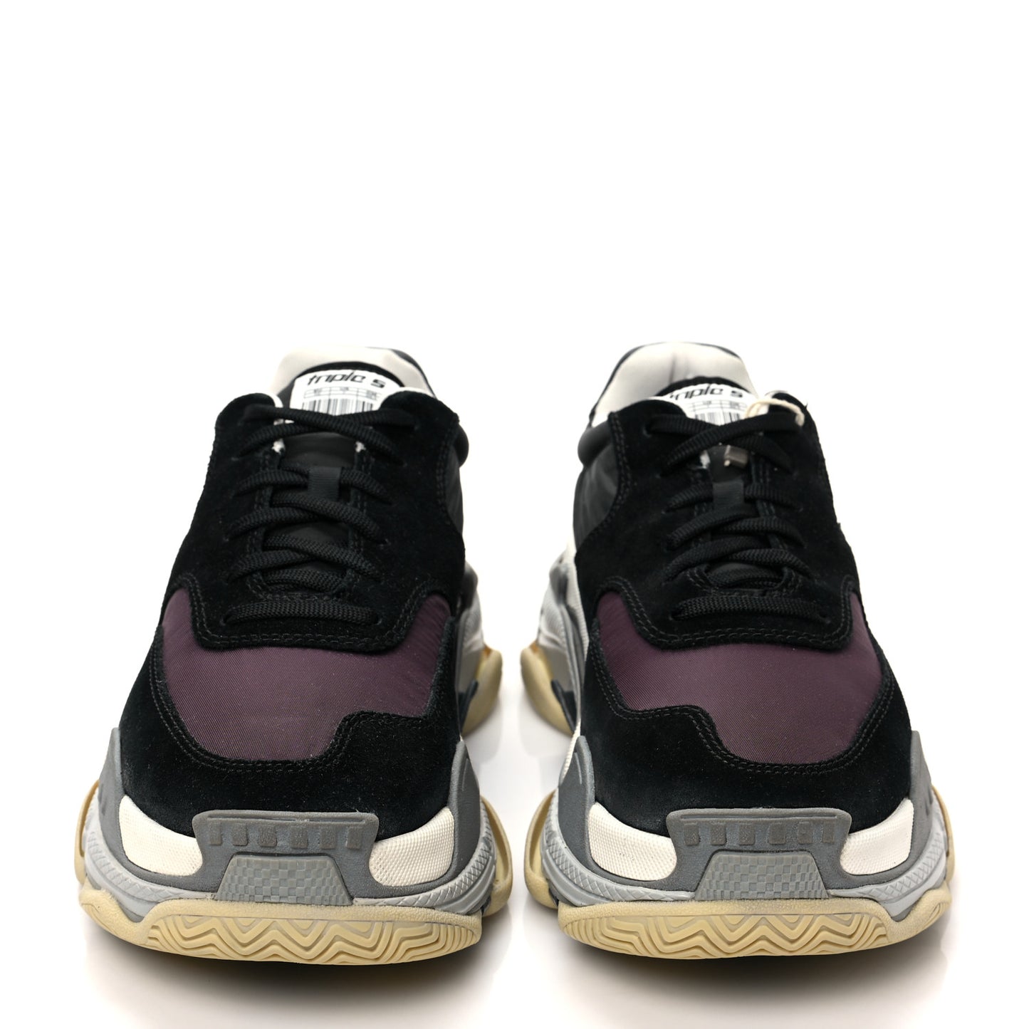 Nylon Suede Mens Triple S 2.0 Sneakers 40 Black Bordeaux
