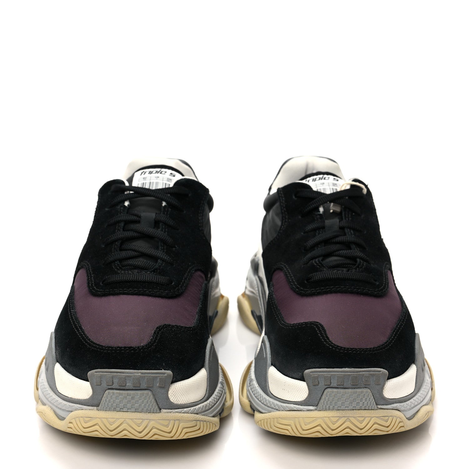 Balenciaga Nylon Suede Mens Triple S 2.0 Sneakers 40 Black Bordeaux 2 of 7