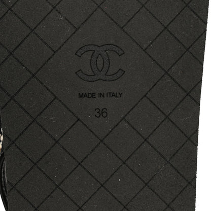 Chanel Tweed Lambskin Dad Sandals 36 Black Multicolor 7 of 9