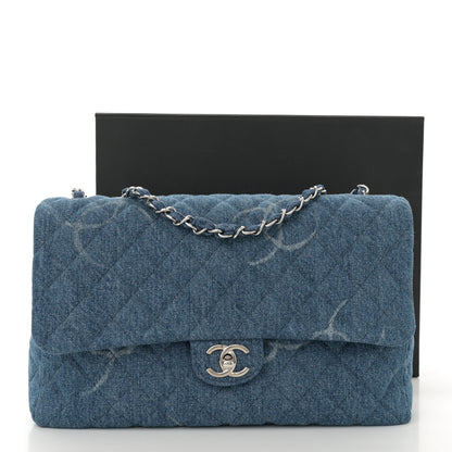Chanel Denim Quilted CC Print Jumbo Single Flap Blue 11 of 11