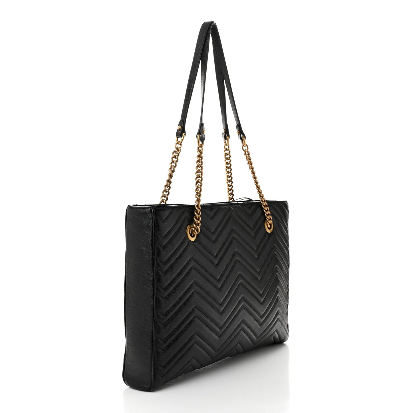 Vintage Calfskin Matelasse Medium GG Marmont Slim Tote Black