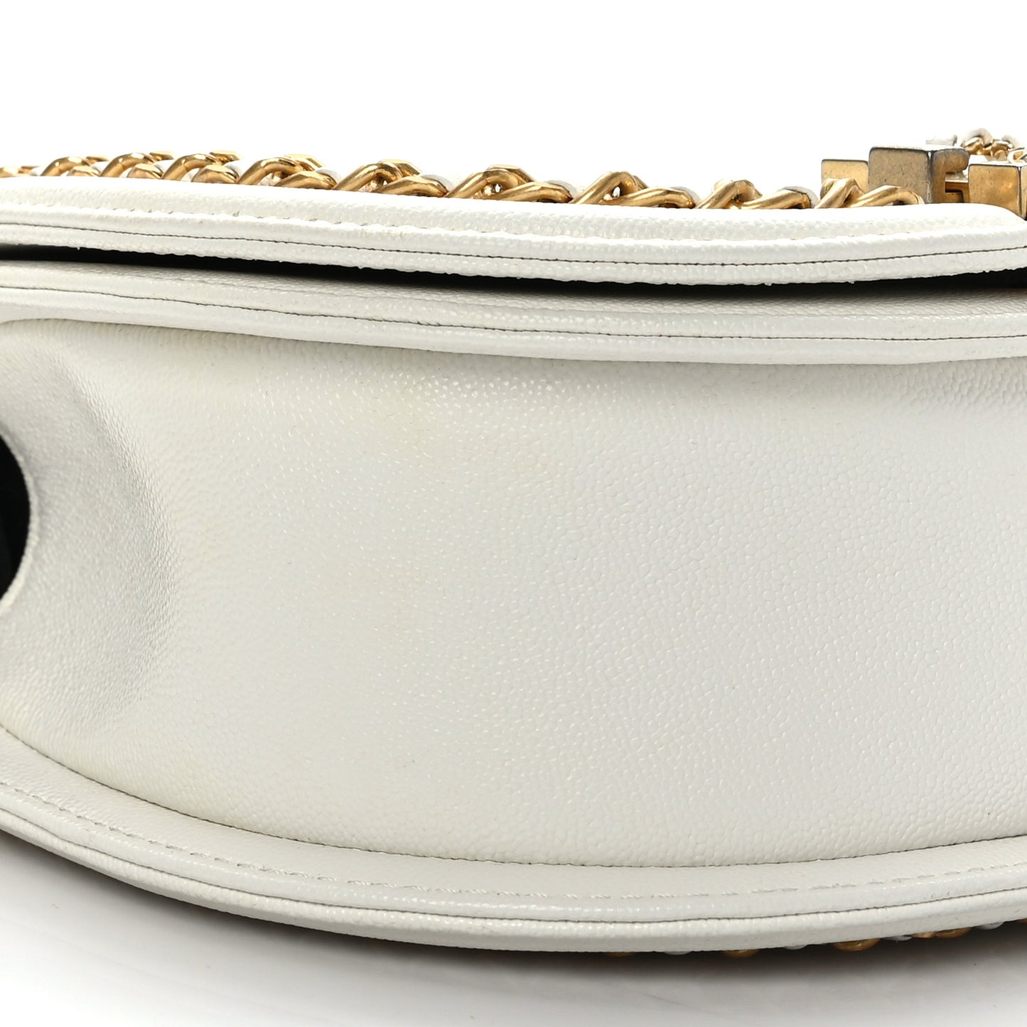Caviar Quilted Small Chain Around Boy Messenger Bag White
