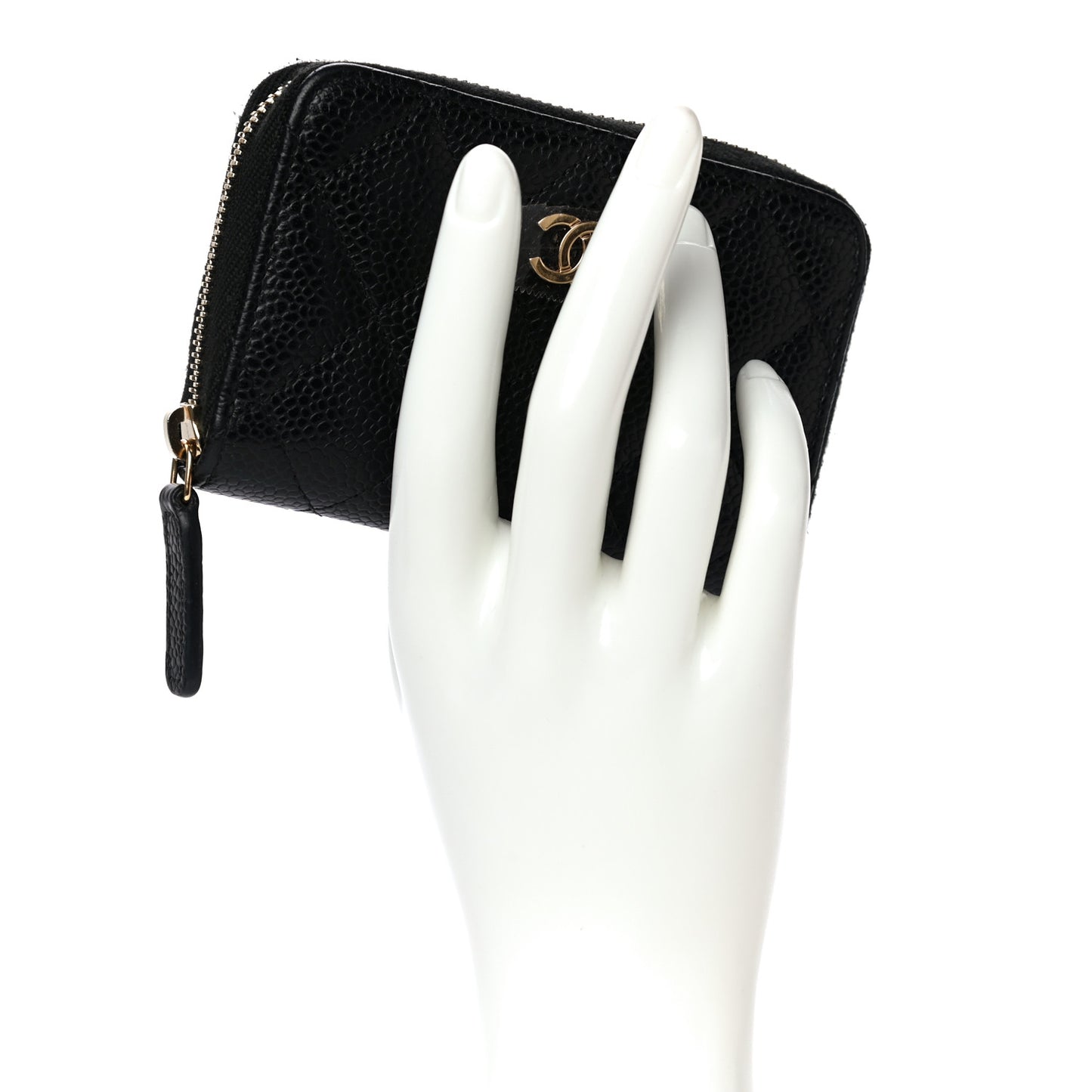 Caviar Quilted Zip Coin Purse Black