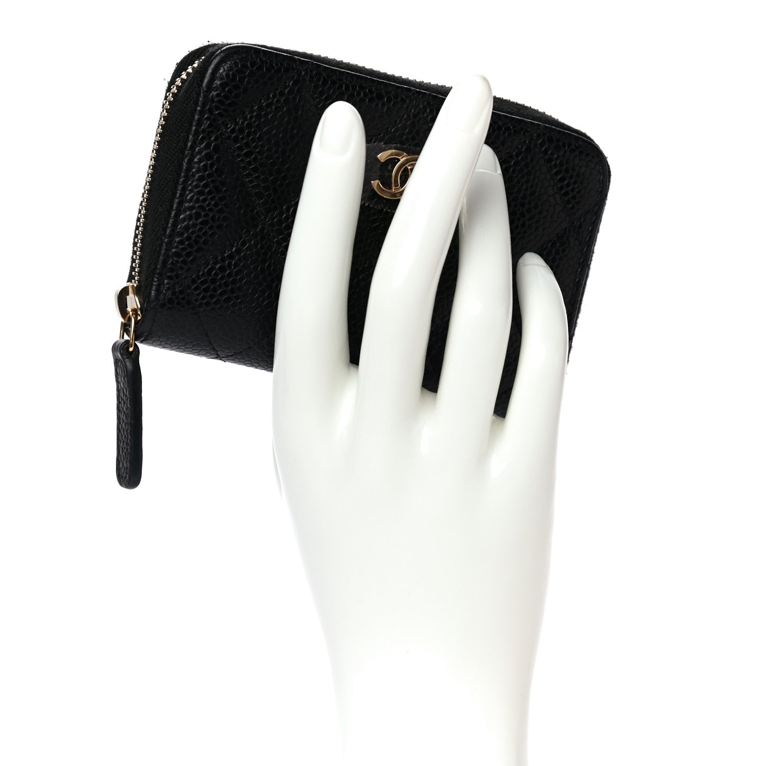 Chanel Caviar Quilted Zip Coin Purse Black 2 of 11