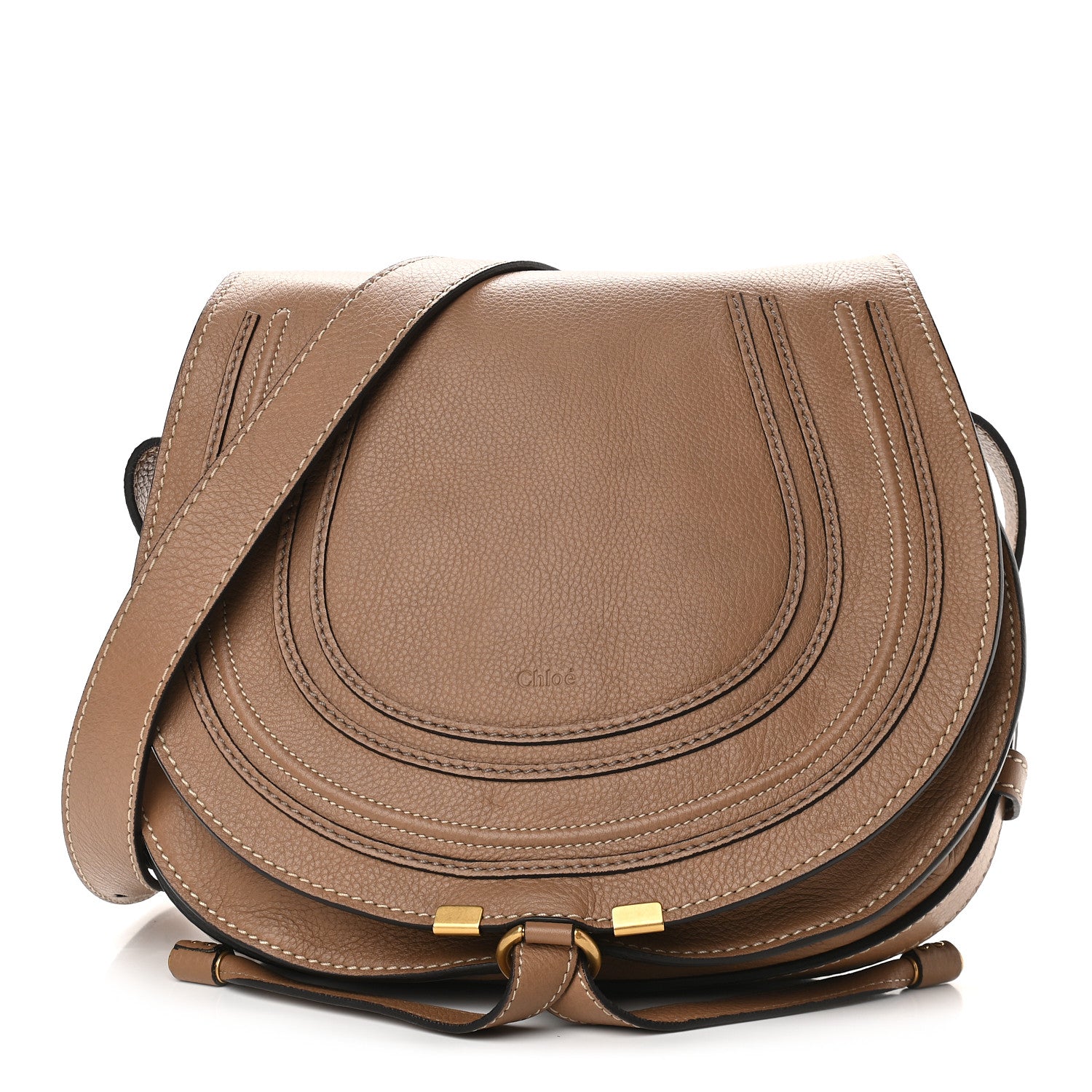 Chloe Calfskin Medium Marcie Round Crossbody Bag Nut 1 of 10