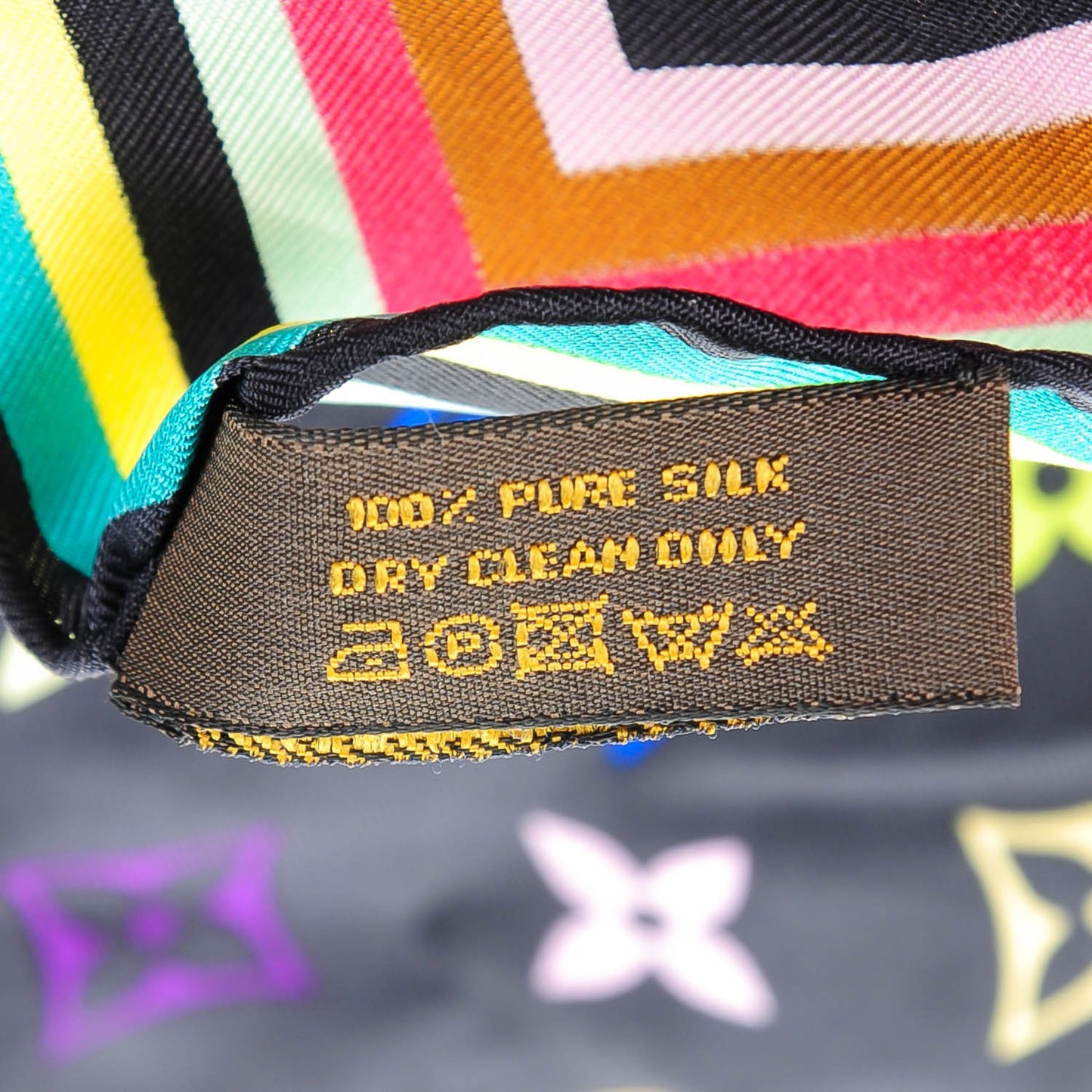 Silk Multicolor Eye Love Scarf Black