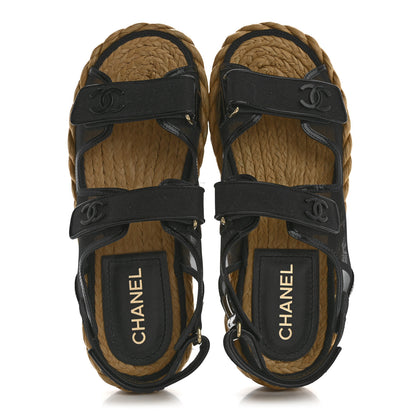 Chanel Mesh Patent Calfskin Velcro Dad Sandals 41 Black 2 of 9