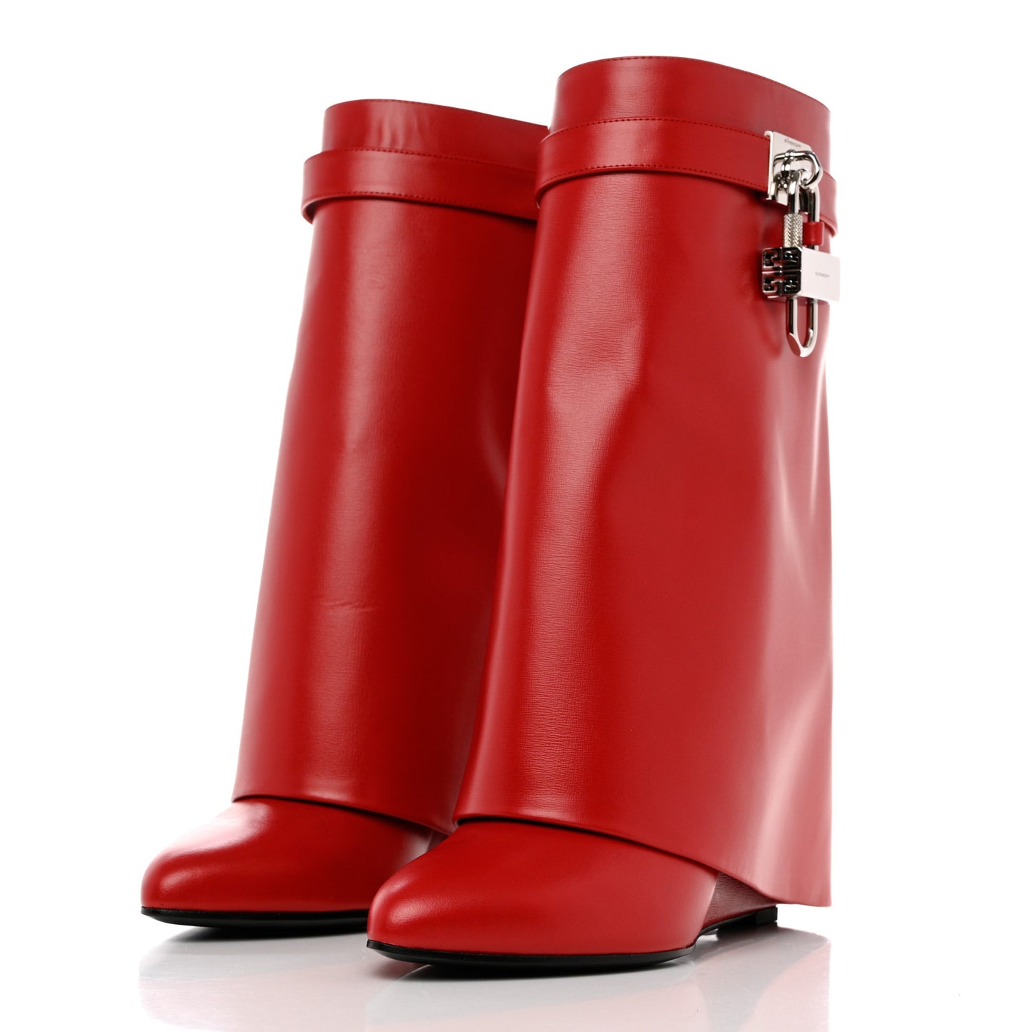 Calfskin Shark Lock Ankle Boots 41 Red
