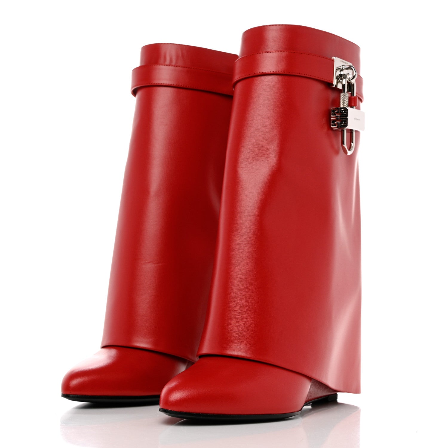 Givenchy Calfskin Shark Lock Ankle Boots 41 Red 3 of 9