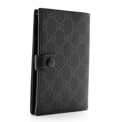 Gucci GG Supreme Monogram Textured Calfskin Retro Interlocking G Passport Case Black Grey 3 of 10