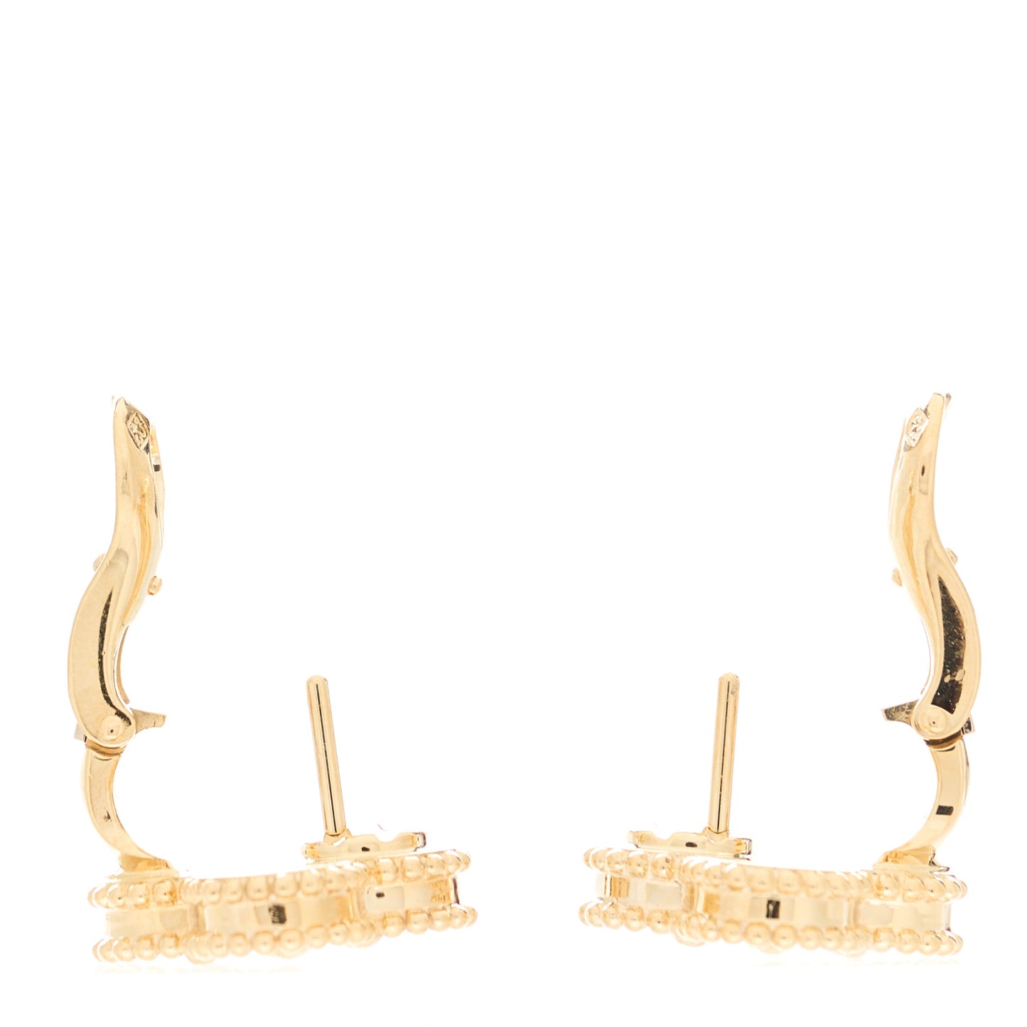18K Yellow Gold Guilloche Vintage Alhambra Earrings