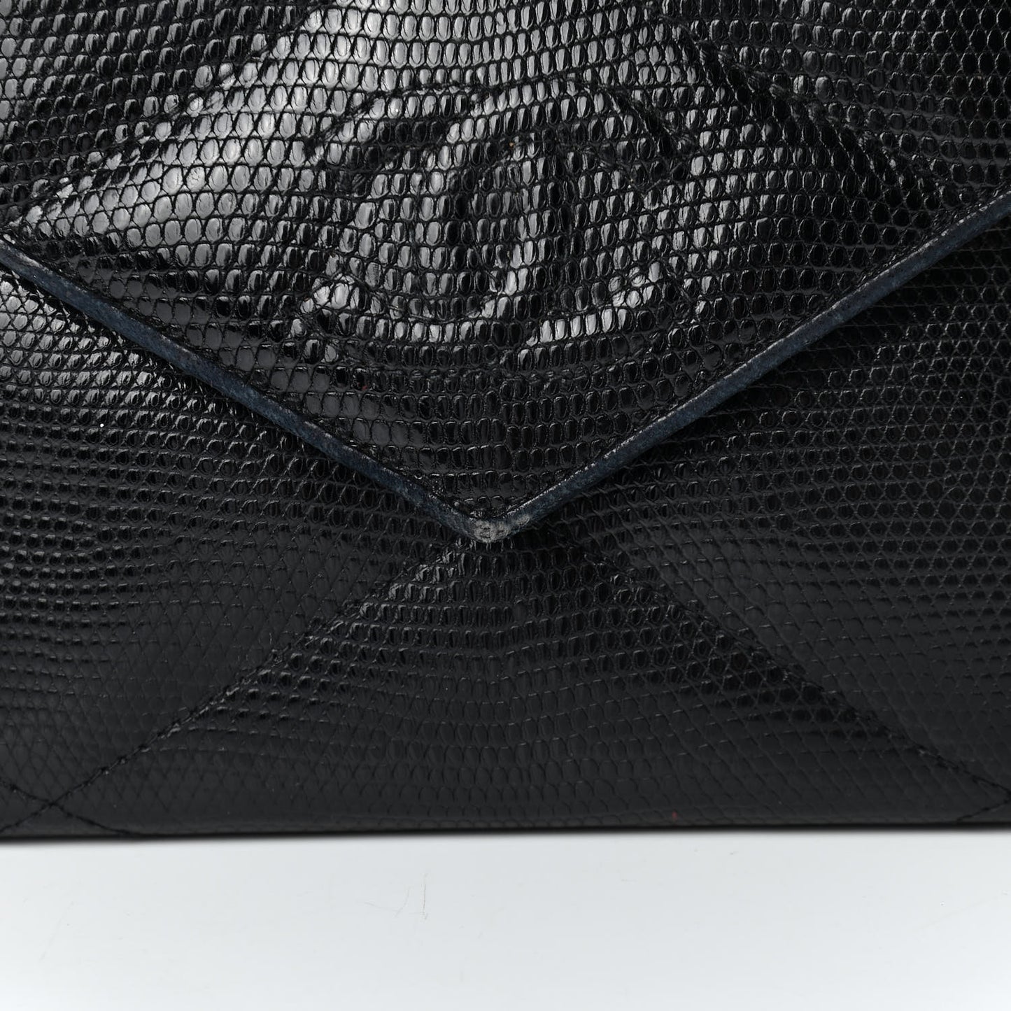 Lizard Quilted CC Single Flap Bag Black