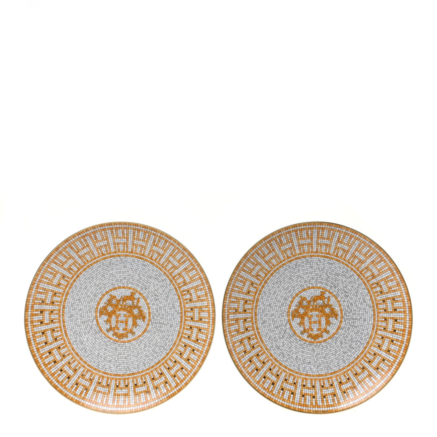 Hermes Porcelain Mosaique au 24 Dessert Plate Set of 2 1 of 4