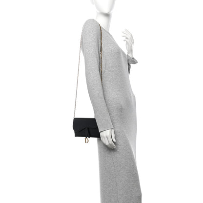 Christian Dior Goatskin Saddle Long Wallet With Chain Black 2 of 12