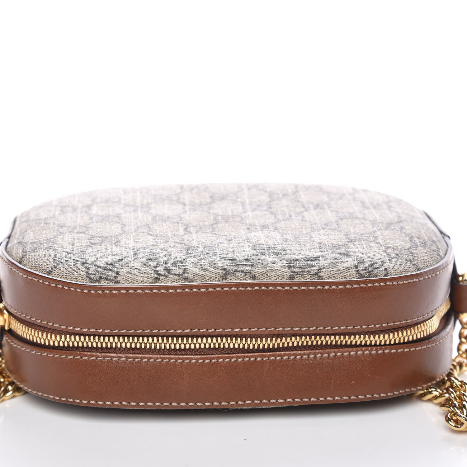 Gucci GG Supreme Monogram Cuoio Toscano Mini Chain Shoulder Bag Beige Ebony Cuir 10 of 12