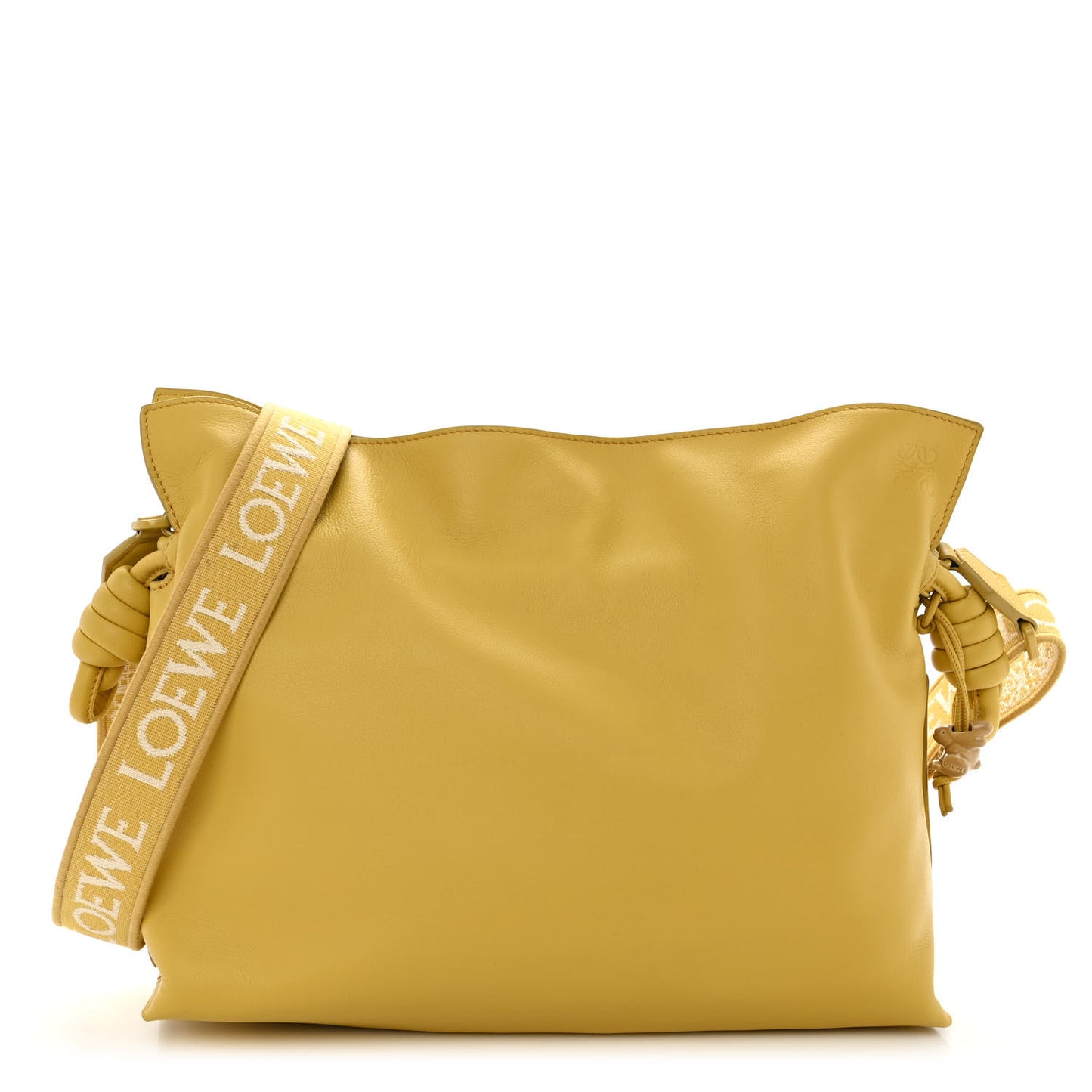 Calfskin Monochrome Flamenco Knot Clutch Pale Yellow Glaze