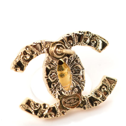 Chanel Metal Textured CC Earrings Gold 4 of 4
