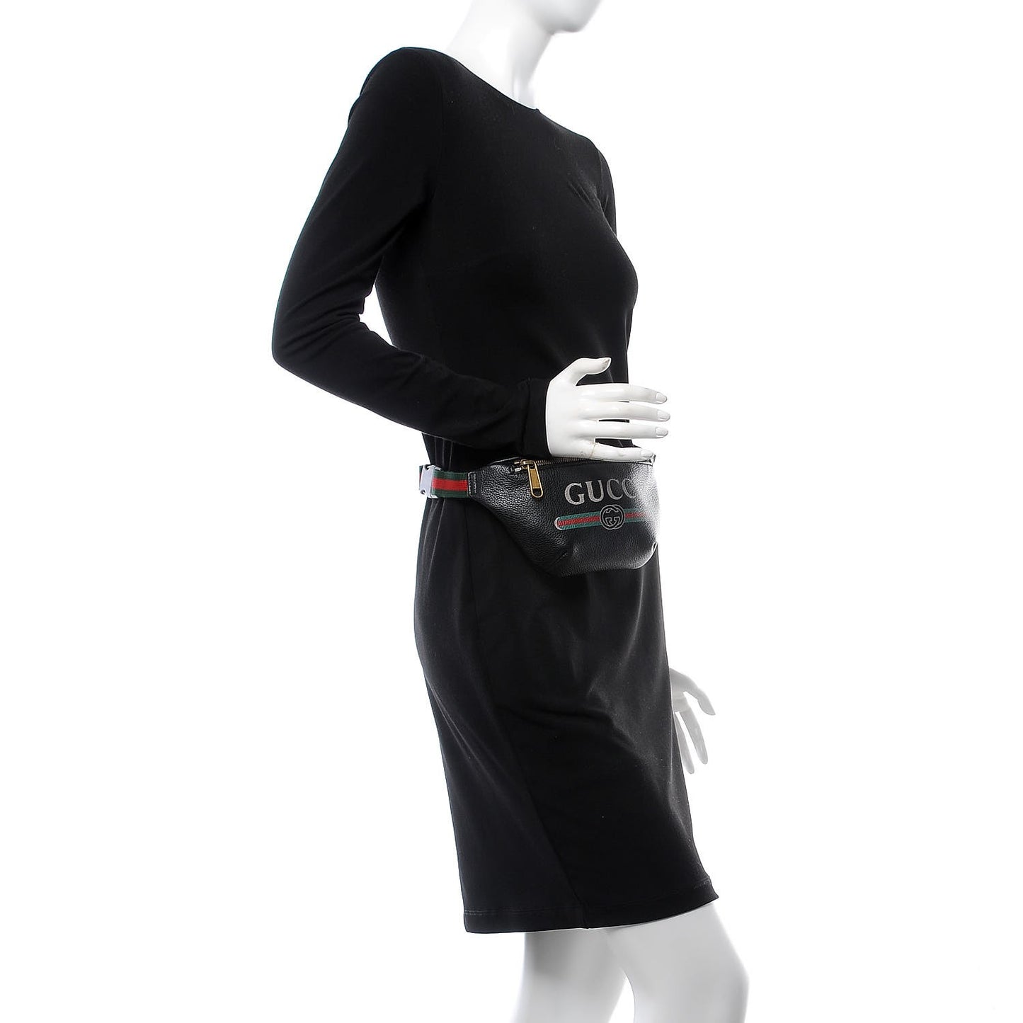 Grained Calfskin Small Logo Belt Bag Black