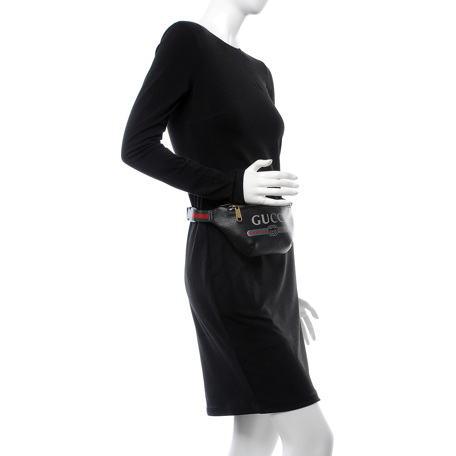 Gucci Grained Calfskin Small Logo Belt Bag Black 2 of 7