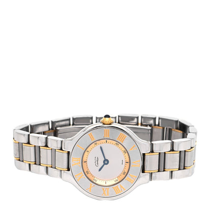 Cartier Stainless Steel 18K Yellow Gold 28mm Must De 21 Quartz Watch 2 of 4